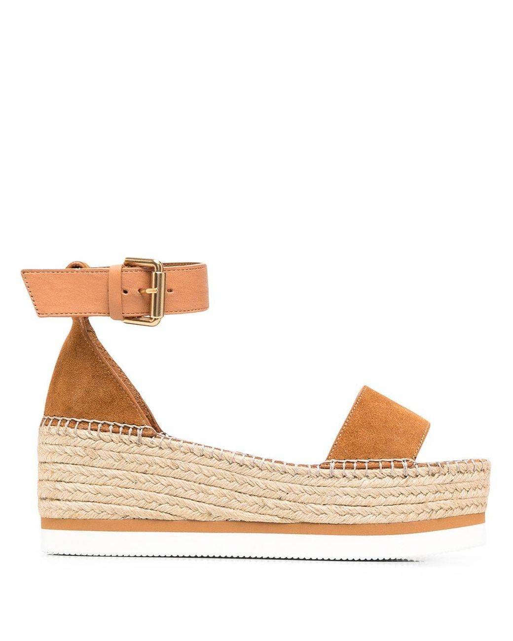 See By ChloÃ© Leather Platform Ankle-strap Sandals in Brown - Lyst