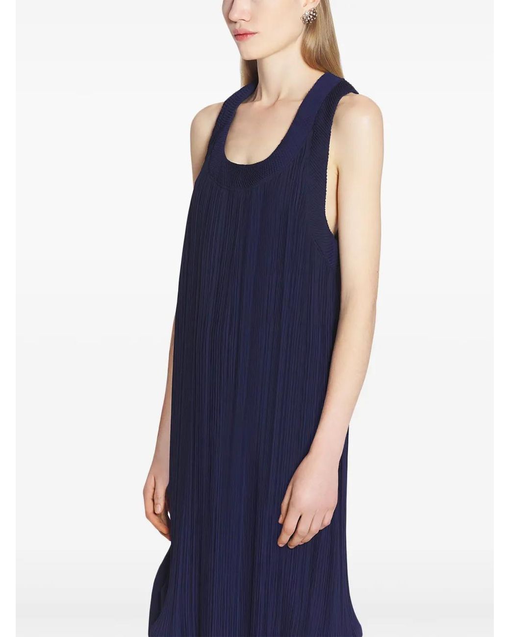 Lanvin Blue Pleated Midi Dress