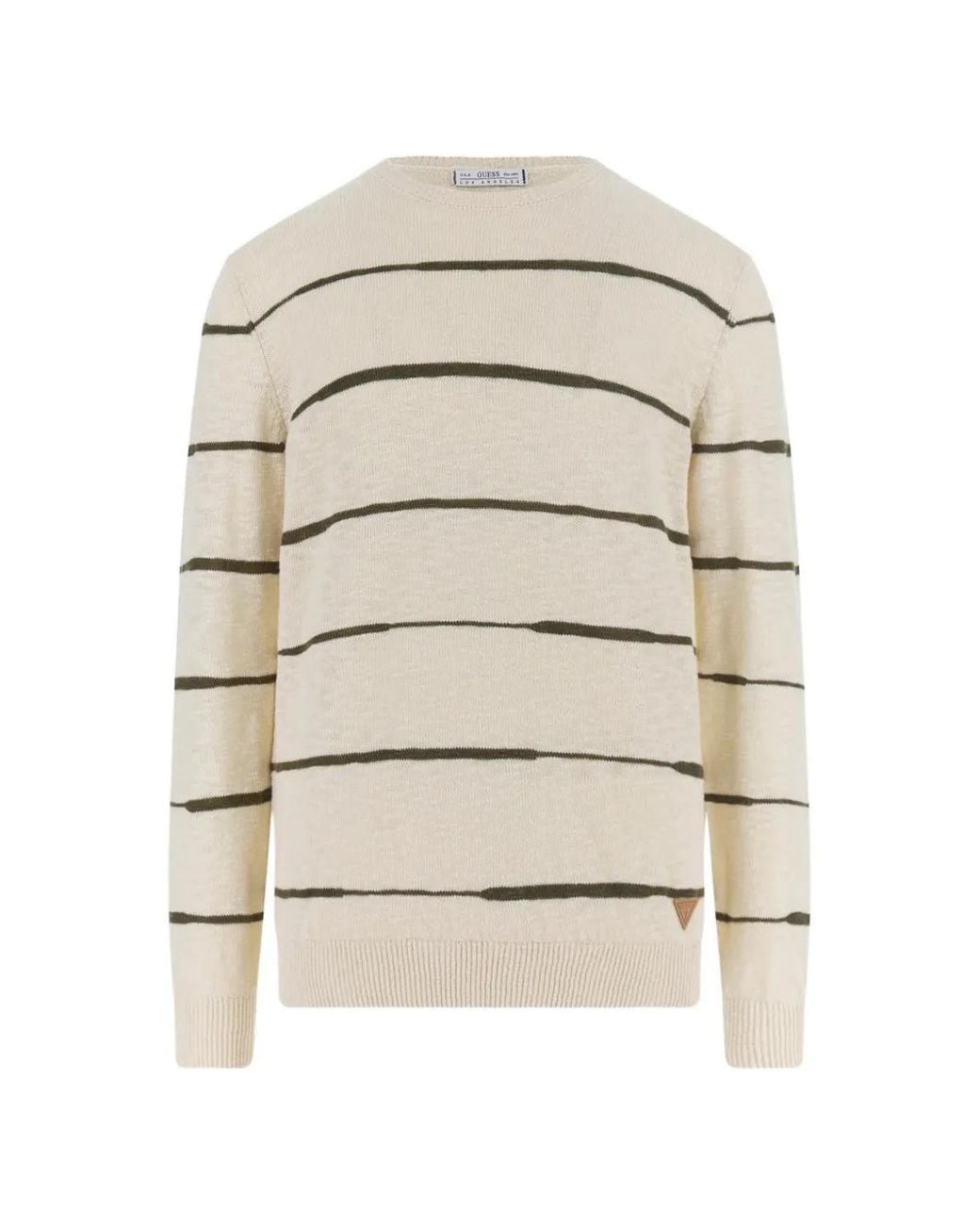 Guess White Grier Cn Ls Striped-Greens for men