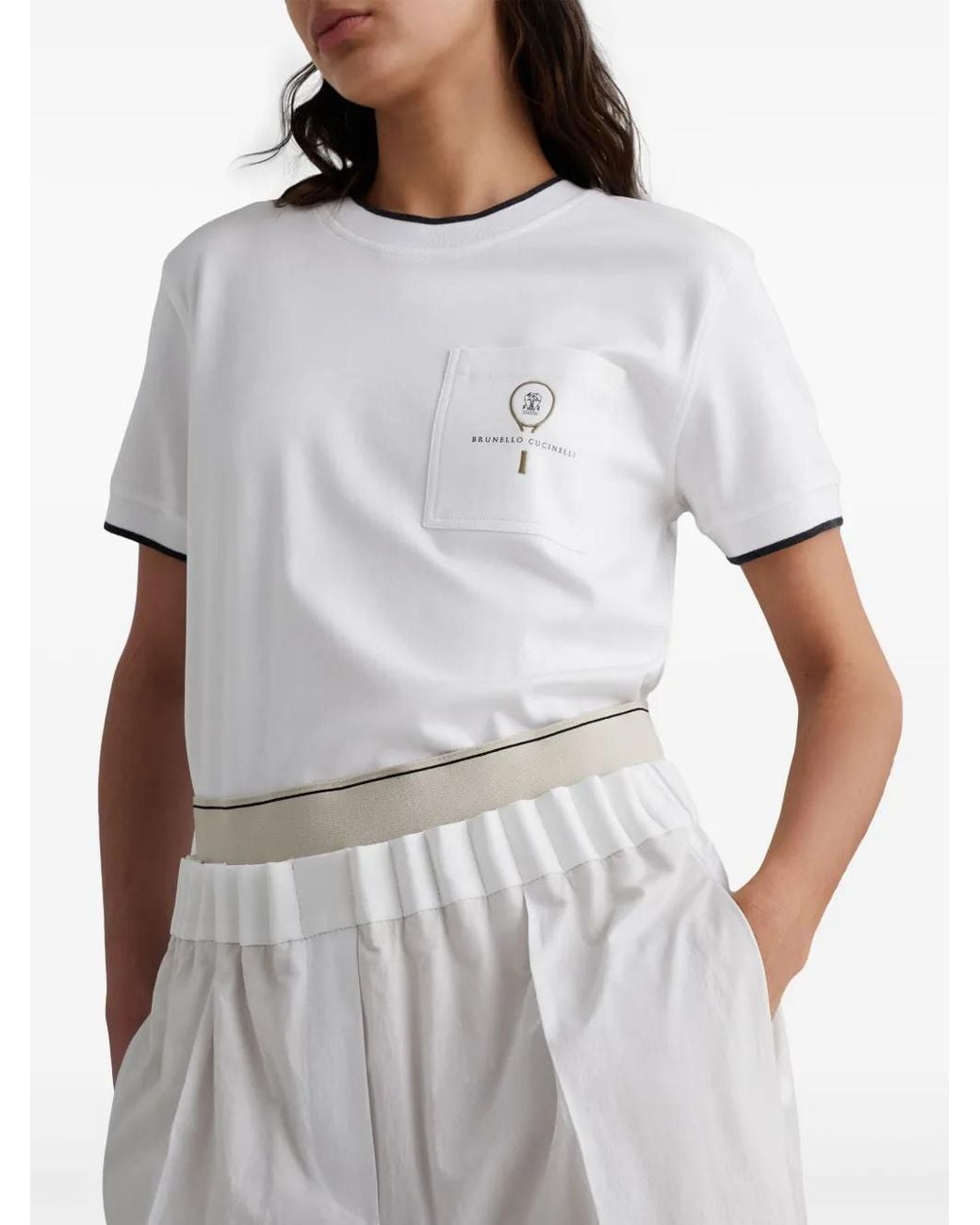 Brunello Cucinelli White High-Waist Palazzo Pants