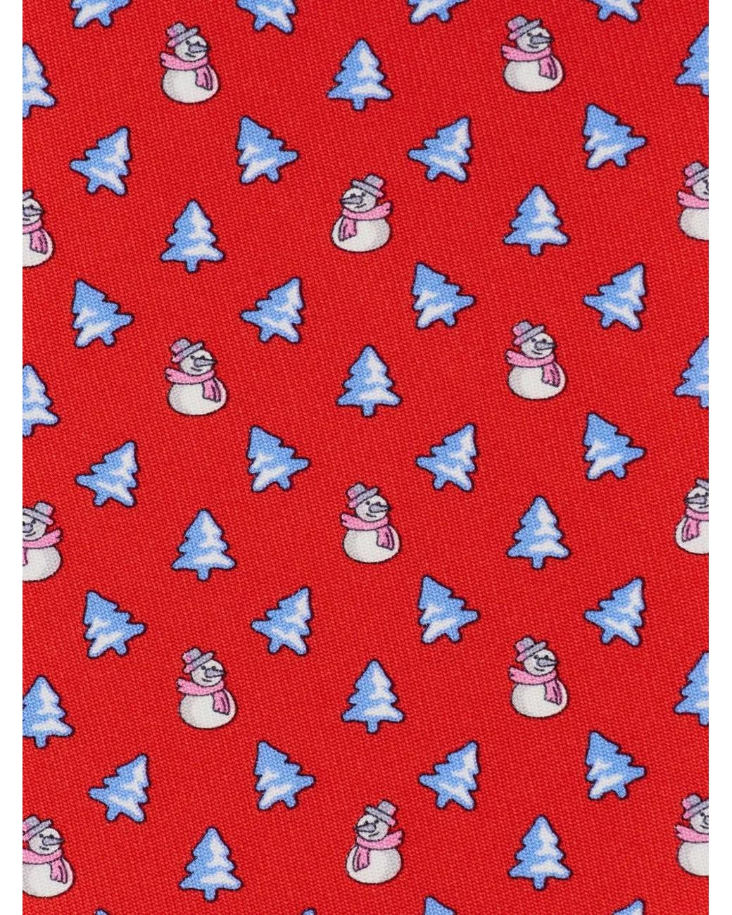 Ferragamo Red Christmas Print Silk Tie for men