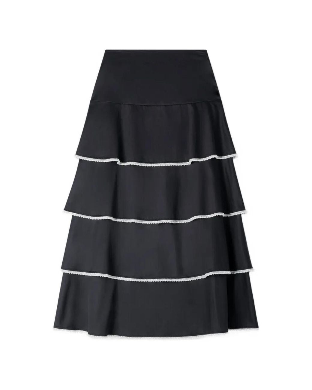 Sandro Black Maxi Ruffled Rhinestone Skirt