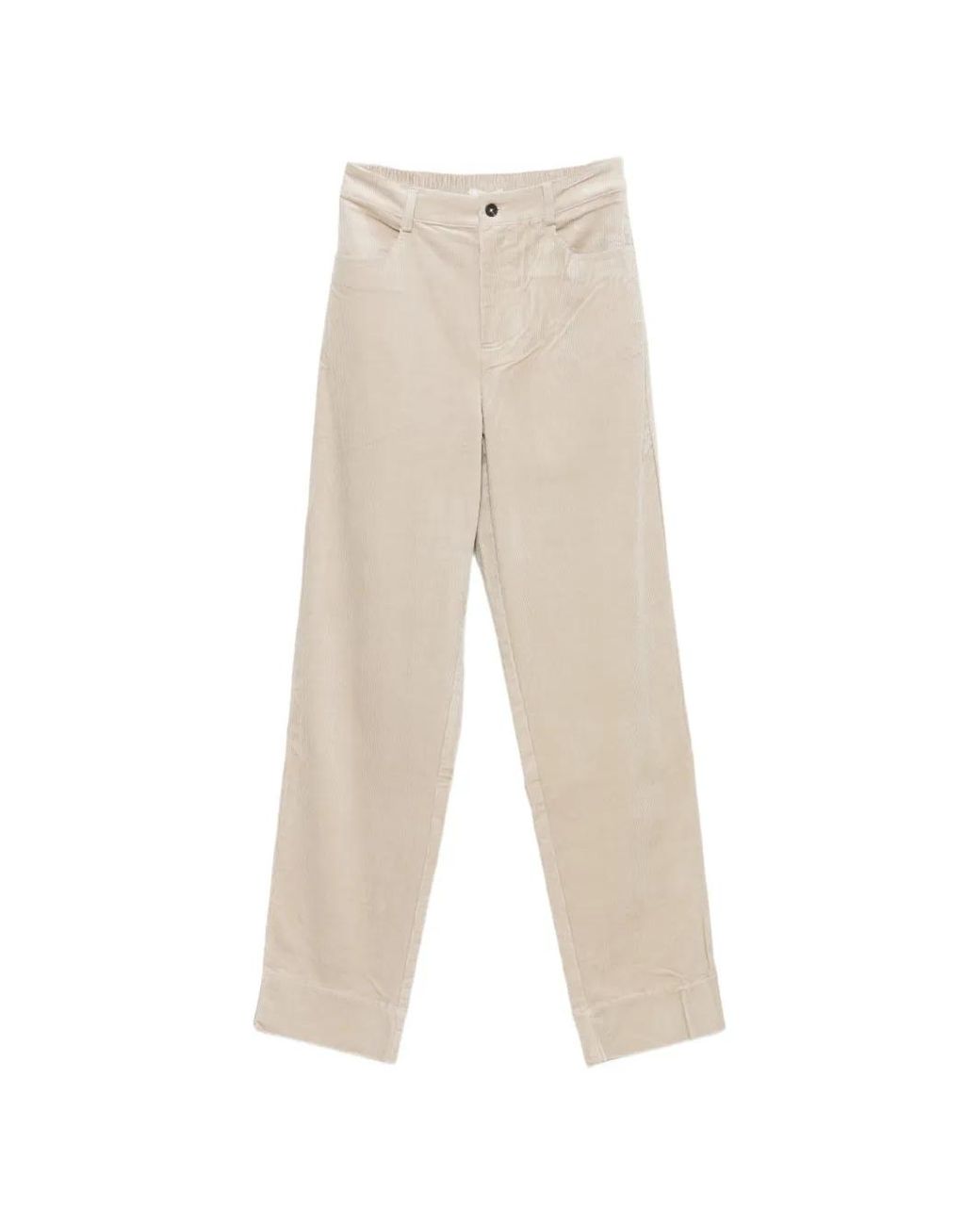 Yerse White Corduroy Straight-Leg Trousers
