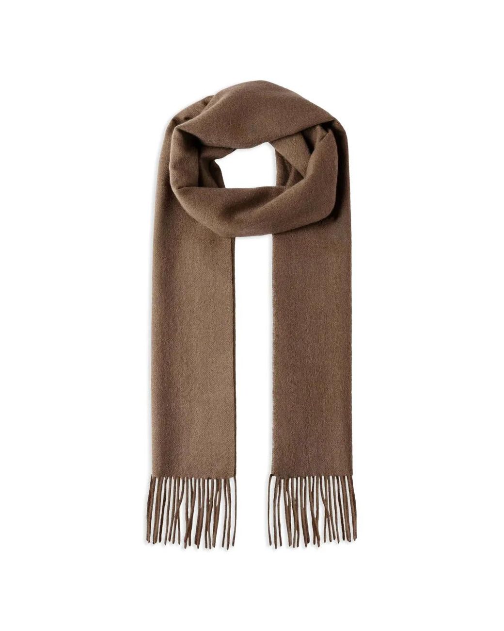 Hackett Brown Fringed Cashmere Scarf for men