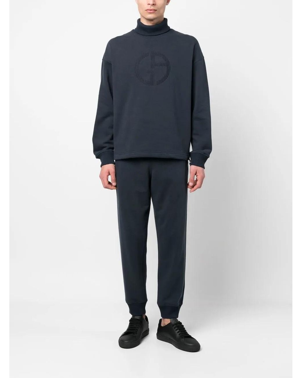 Giorgio Armani Blue Drawstring Wool Track Pants for men