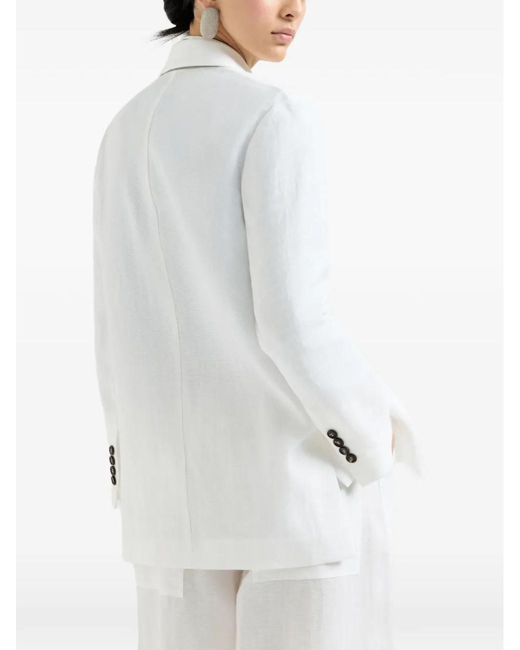 Brunello Cucinelli White Cotton Blazer
