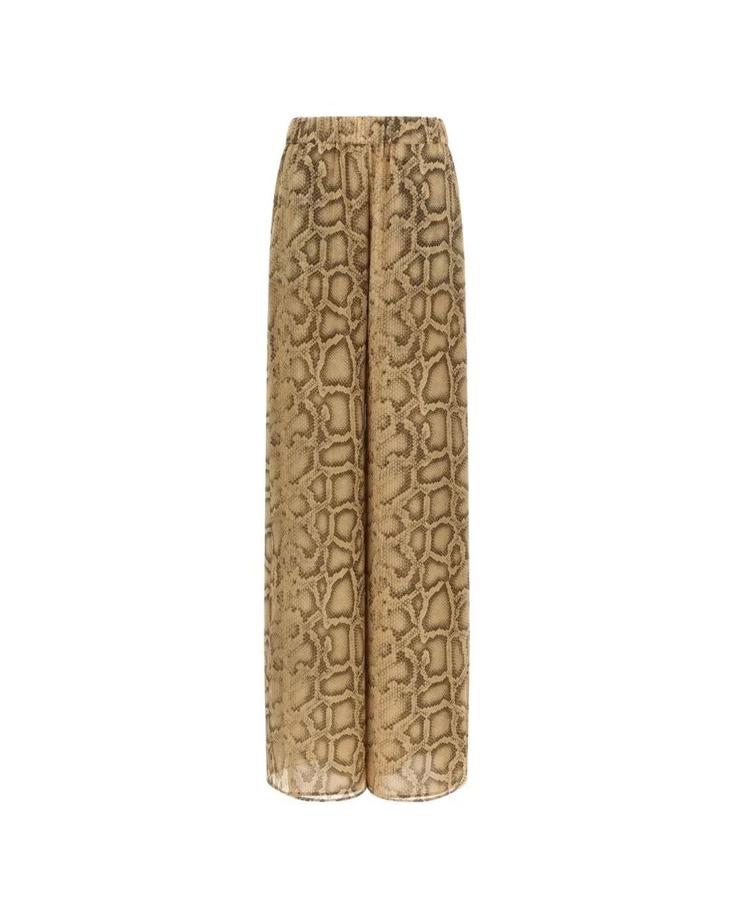 ANDAMANE Natural Lena Elasticated-Waist Python-Print Trousers