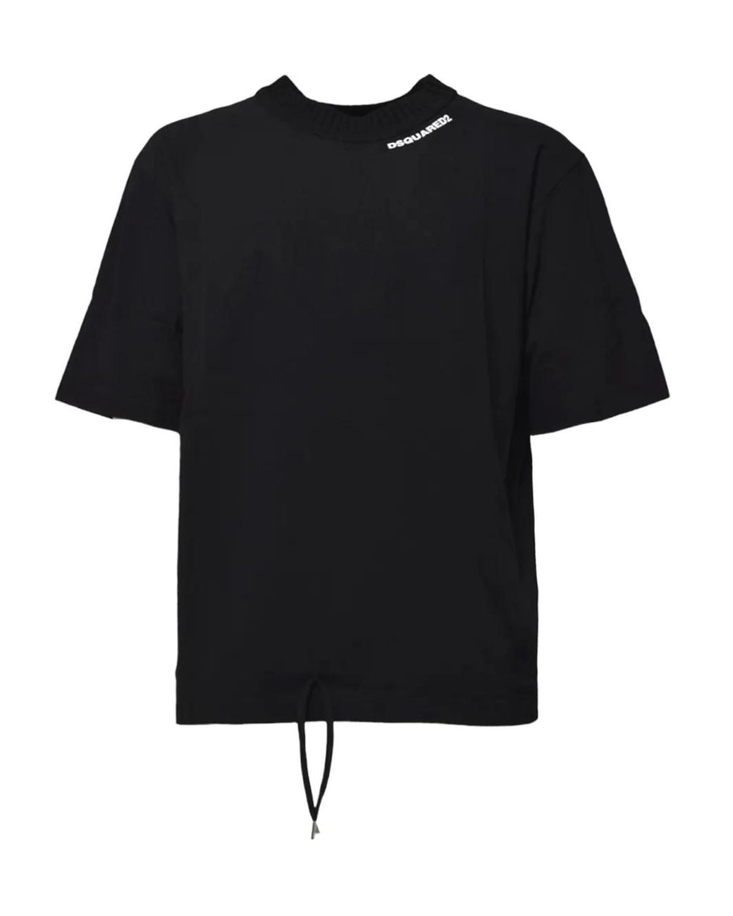 DSquared² Black Drawstring-Hem T-Shirt for men
