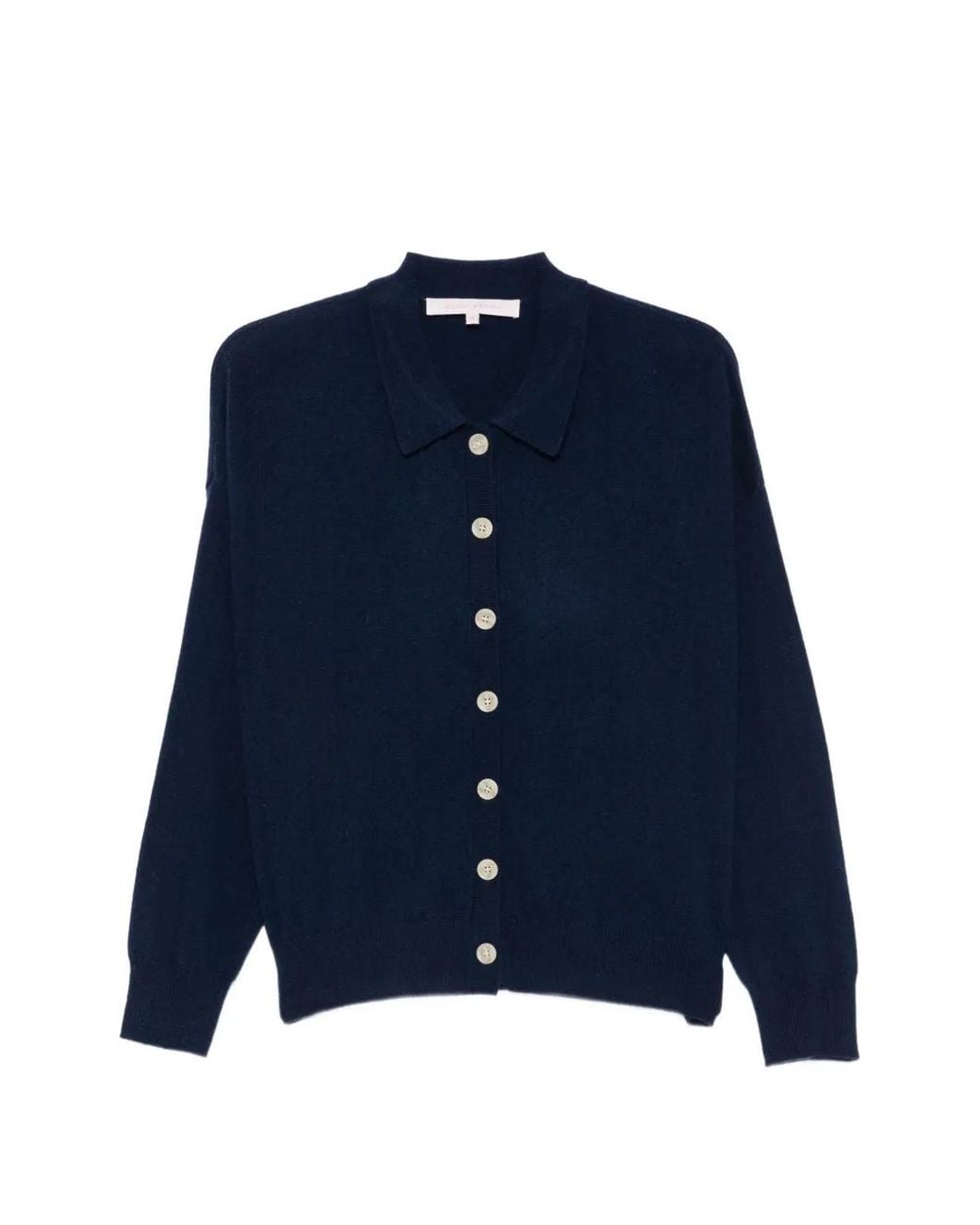 ABSOLUT CASHMERE Blue Button-Up Polo Cardigan