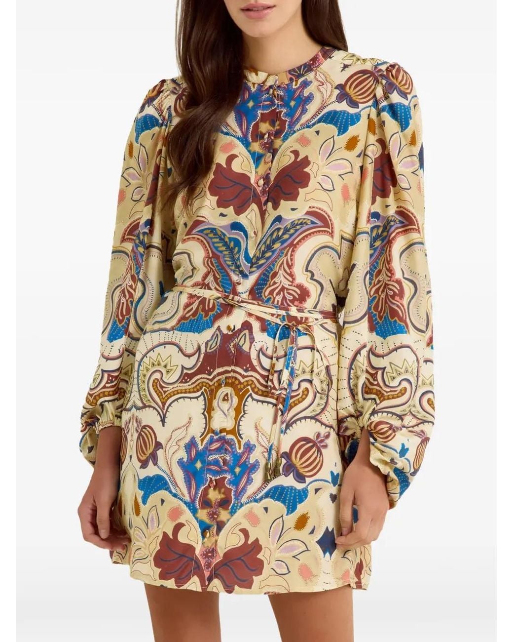 Marie Oliver Natural Roxana Floral-Print Mini Dress