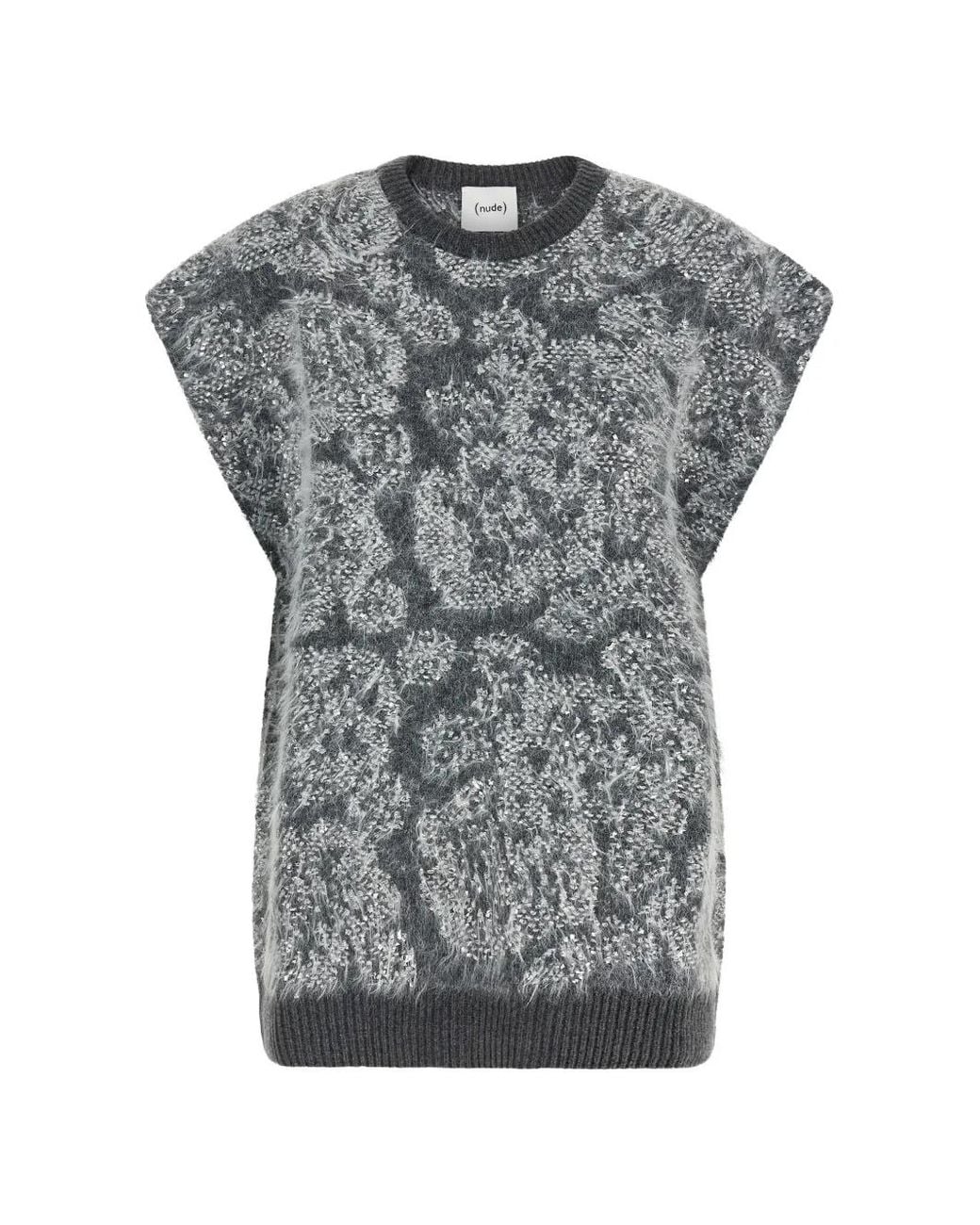 Nude Gray Abstract-Pattern Knit Vest
