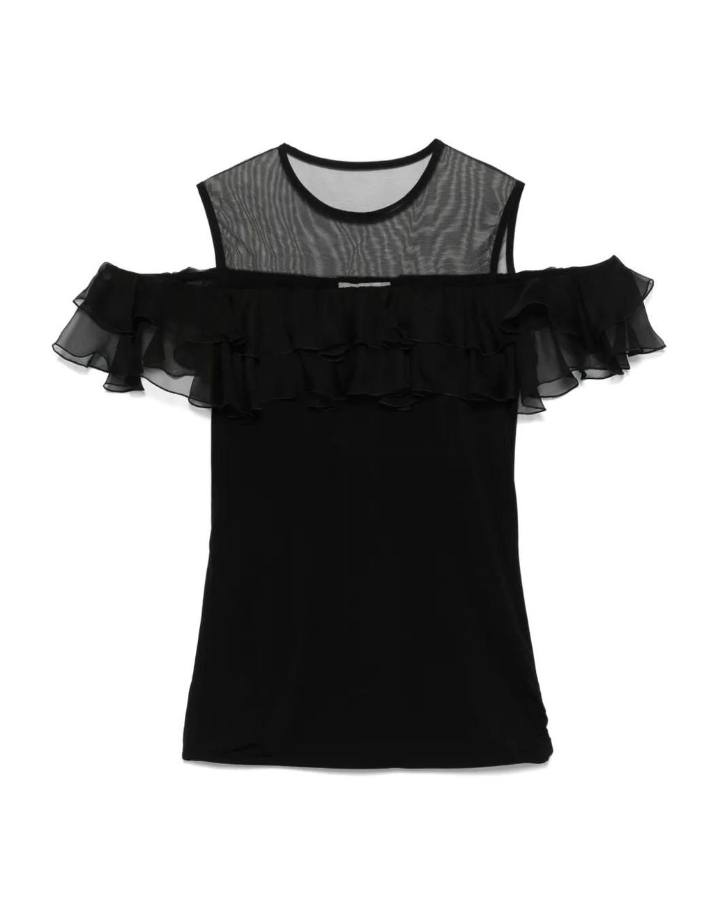 Nensi Dojaka Black Ruffled Blouse