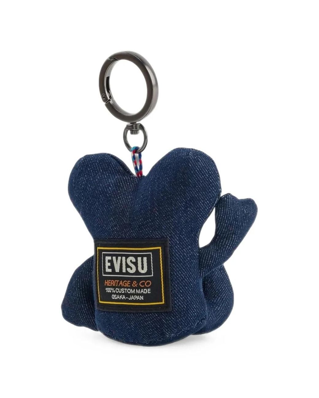 Evisu Blue Chin-Chin Logo-Patch Keyring