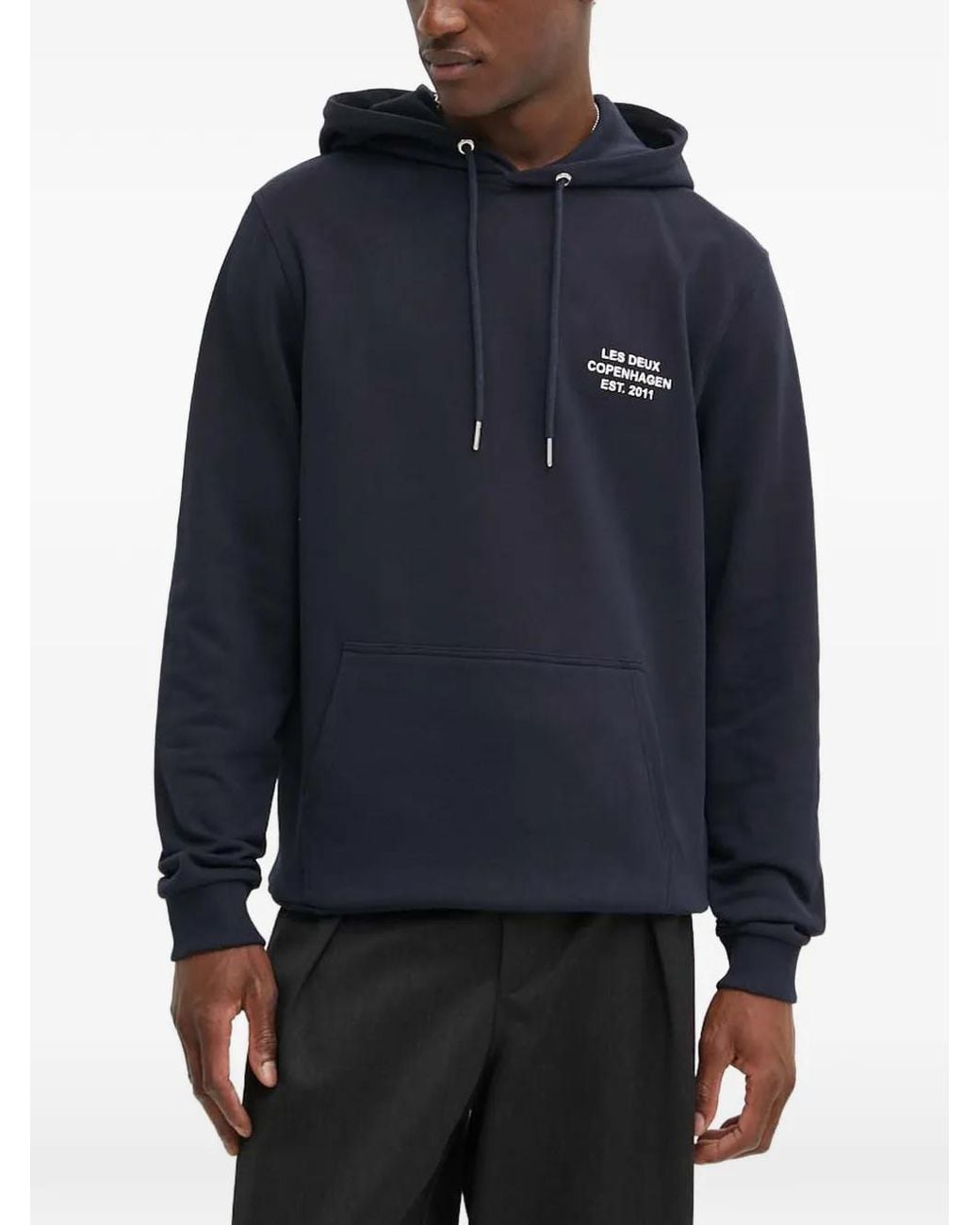 Les Deux Blue Logo Hooded Sweatshirt for men