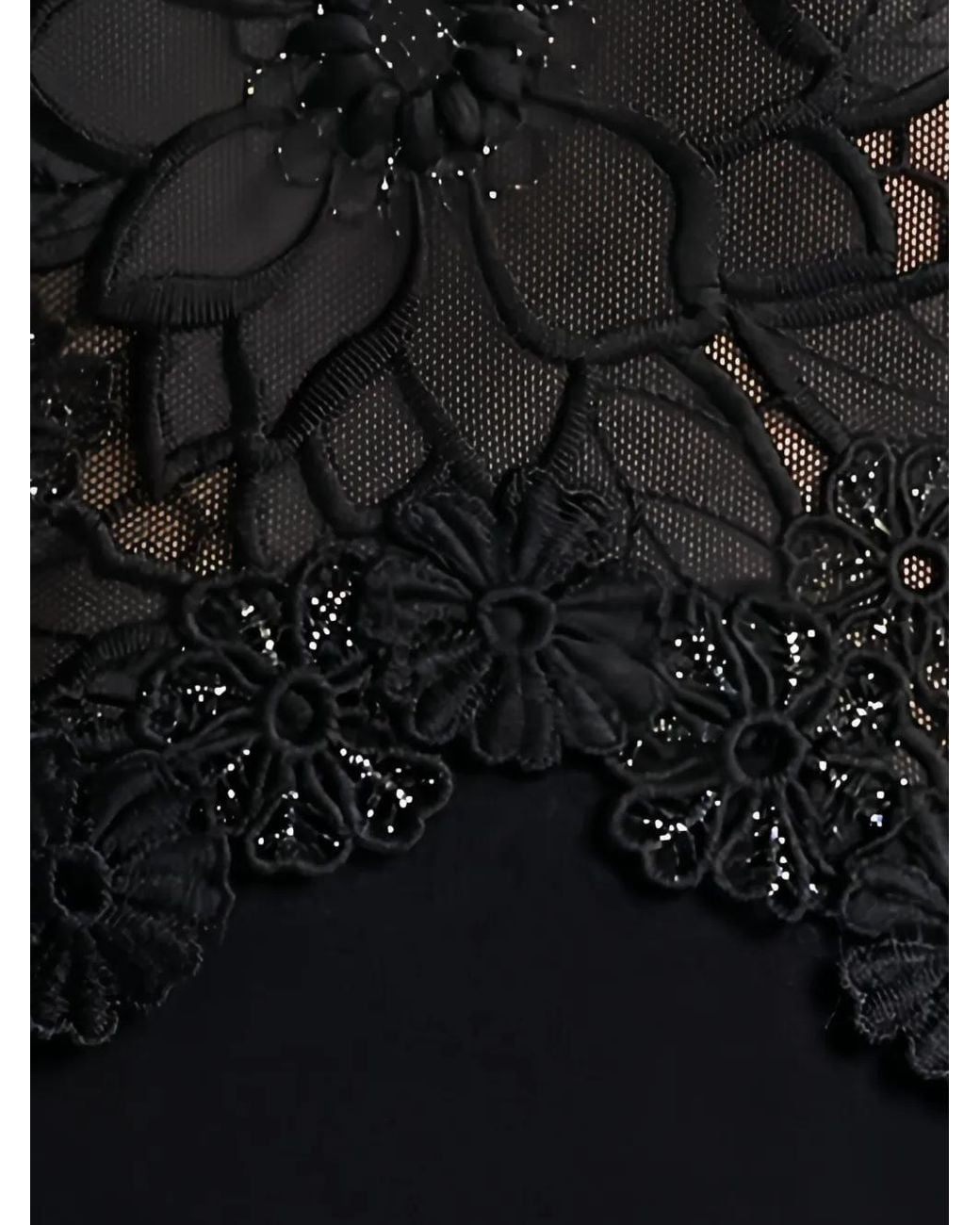 Tadashi Shoji Black Lace-Overlay Cold-Shoulder Gown