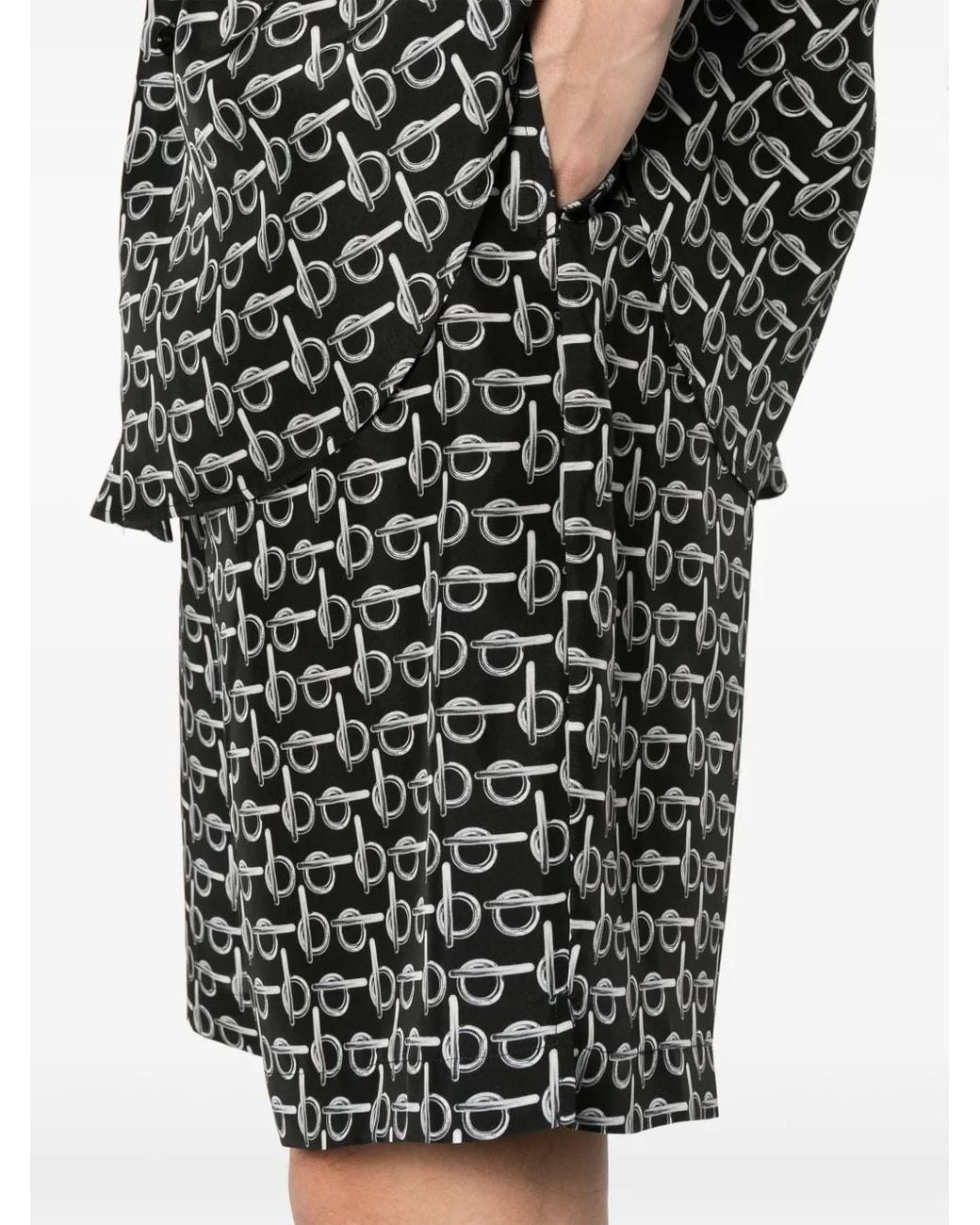 Burberry Black B Elasticated-Waistband Silk Shorts for men