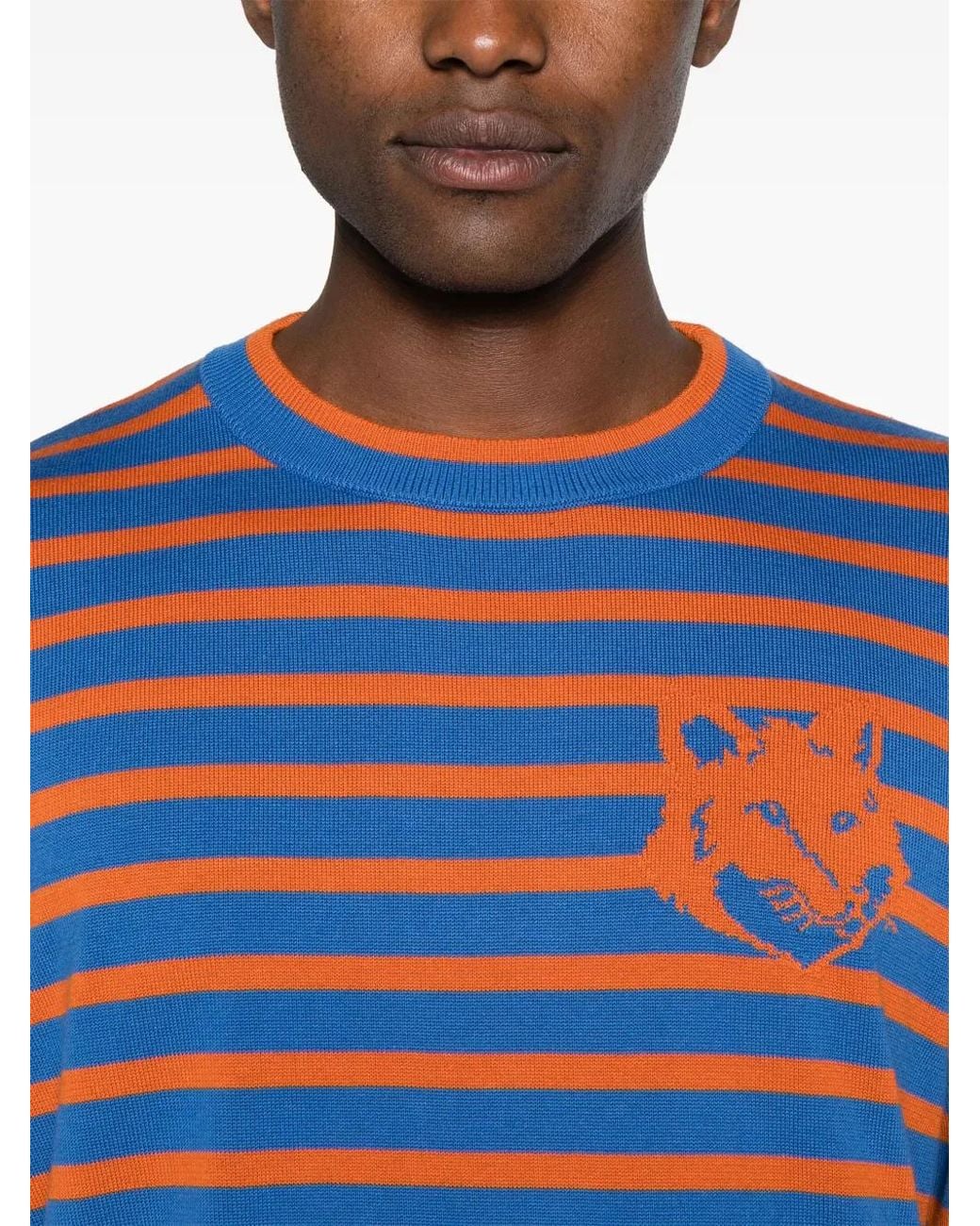 Maison Kitsuné Blue Fox Head-Intarsia Jumper for men