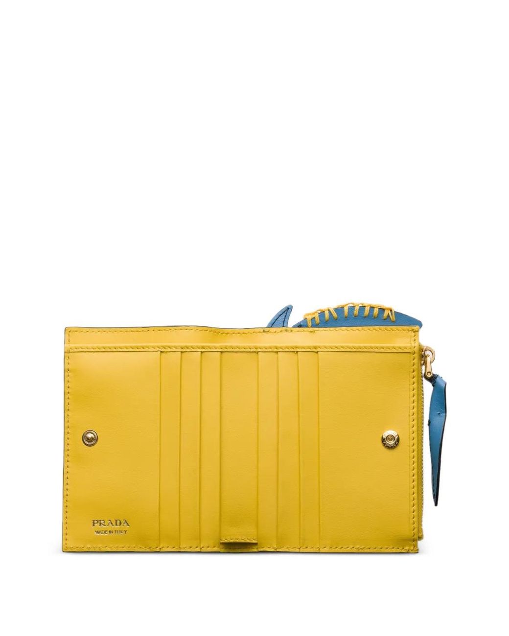 Prada Yellow Petit Portefeuille En Cuir