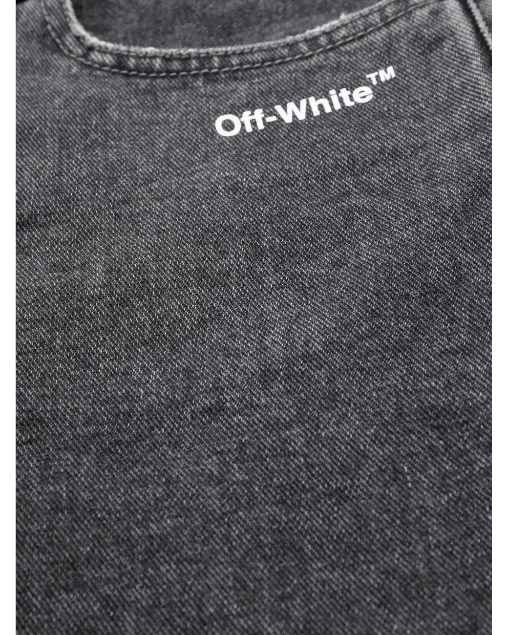 Off-White c/o Virgil Abloh Gray Denim Shorts With Print