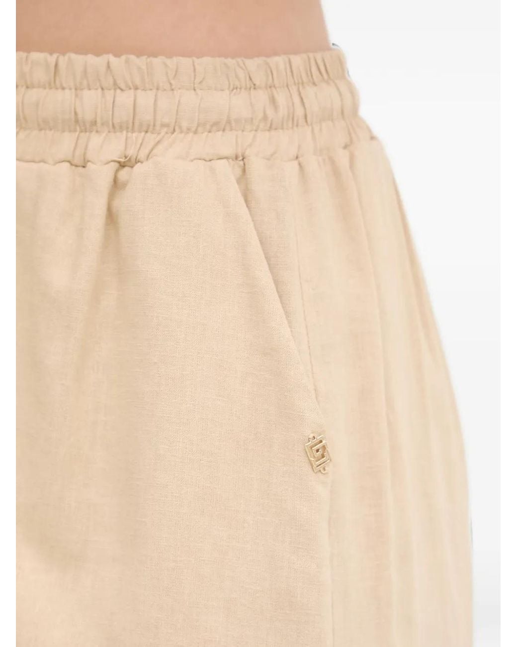 GAUDI Natural Drawstring-Waist Mini Shorts