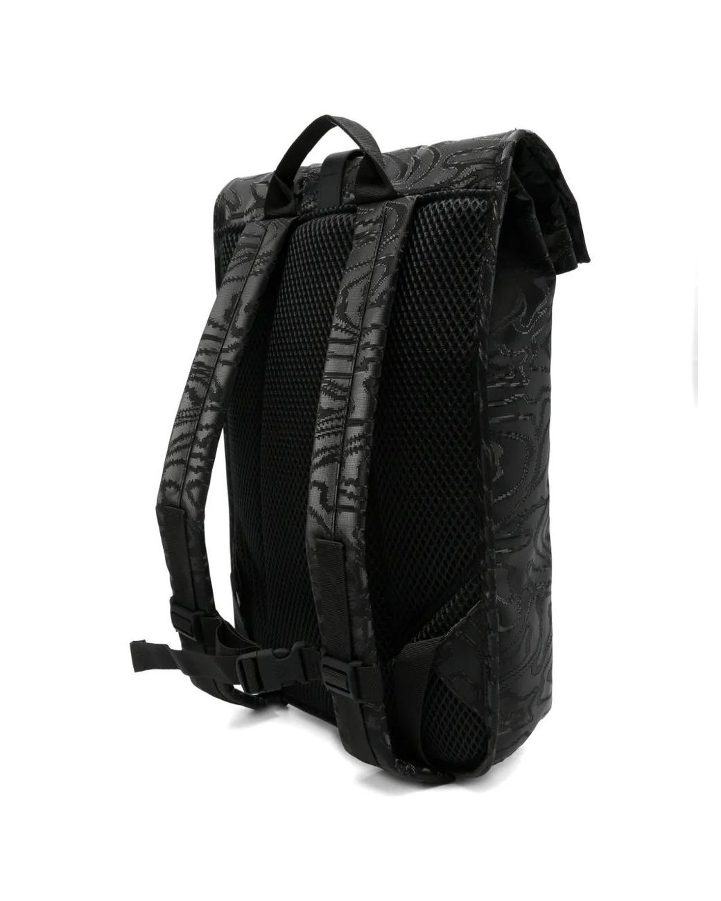 Rains Black Pattern Backpack for men