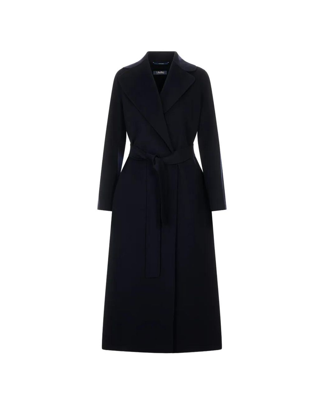 Max Mara Black Belted Wrap Single Breasted Coat