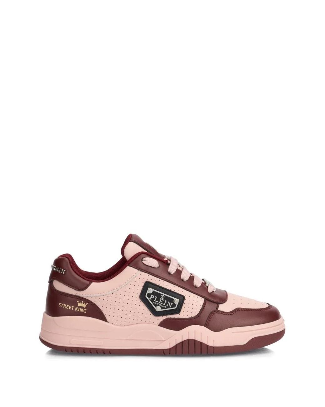 Philipp Plein Pink Street King Perforated Leather Sneakers