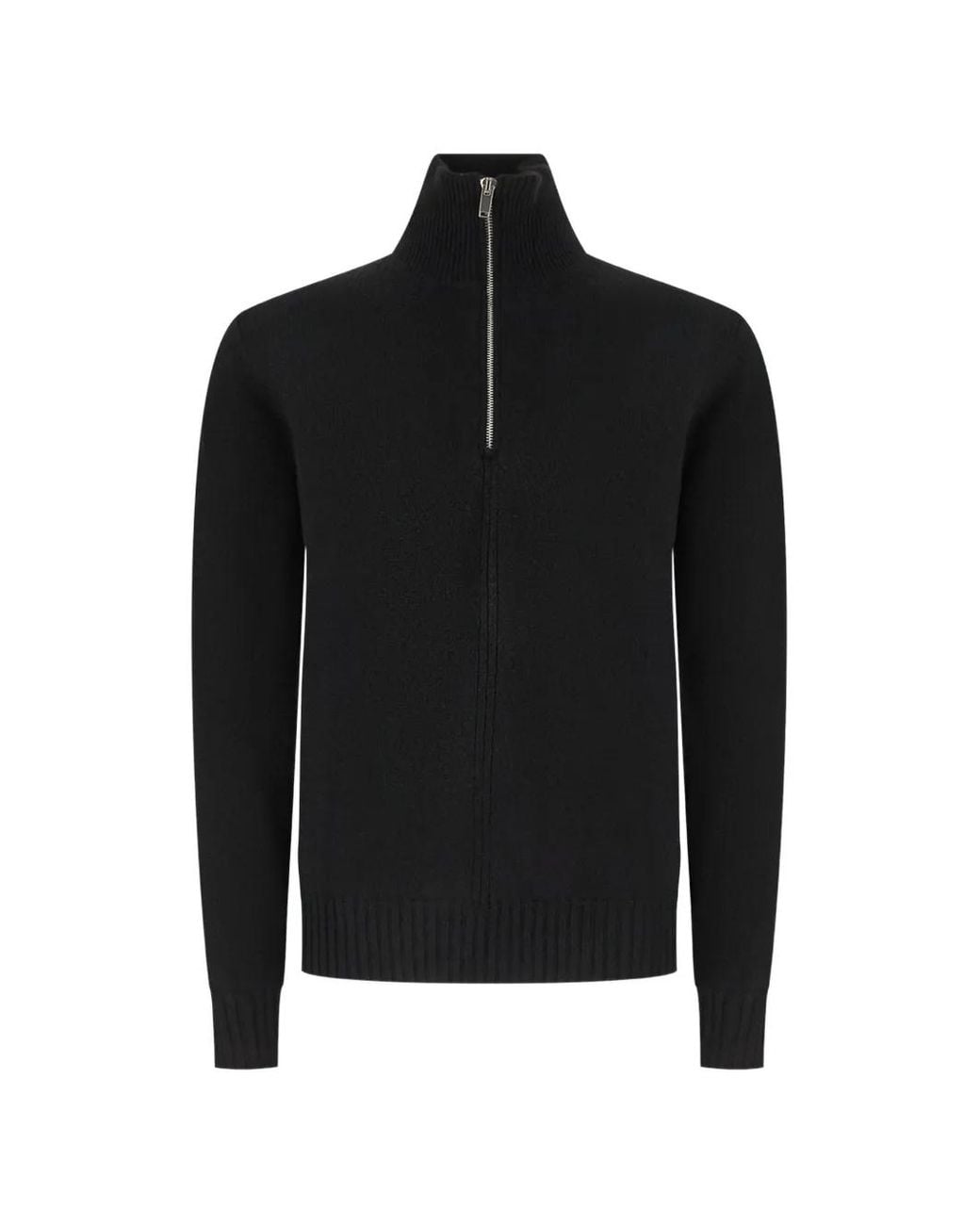 Alpha Studio Black Half-Zip Knitted Sweater for men