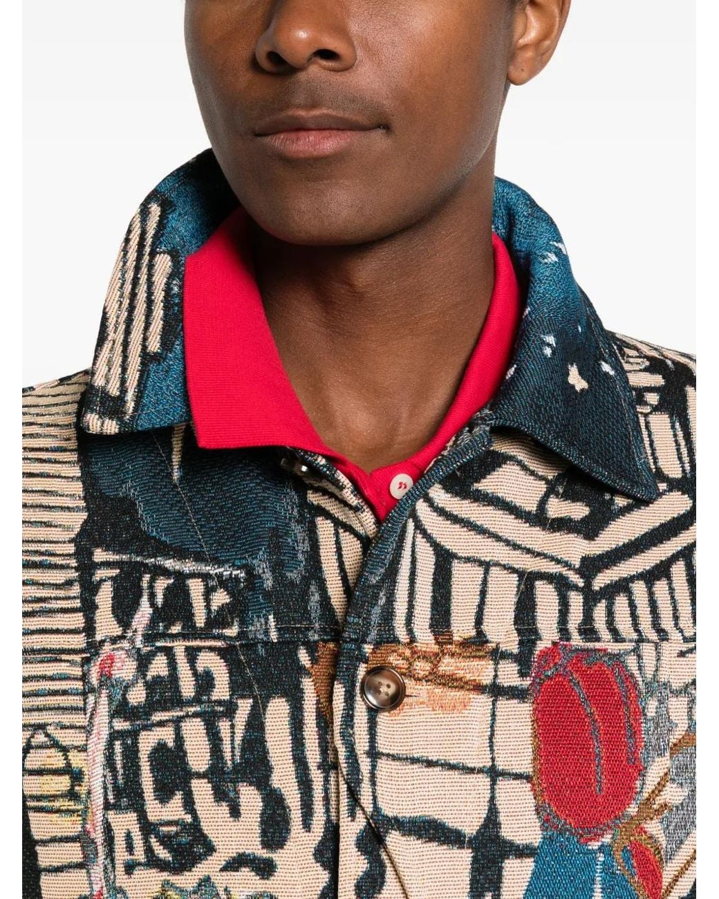 Kidsuper White Patterned Button Shirt Jacket for men