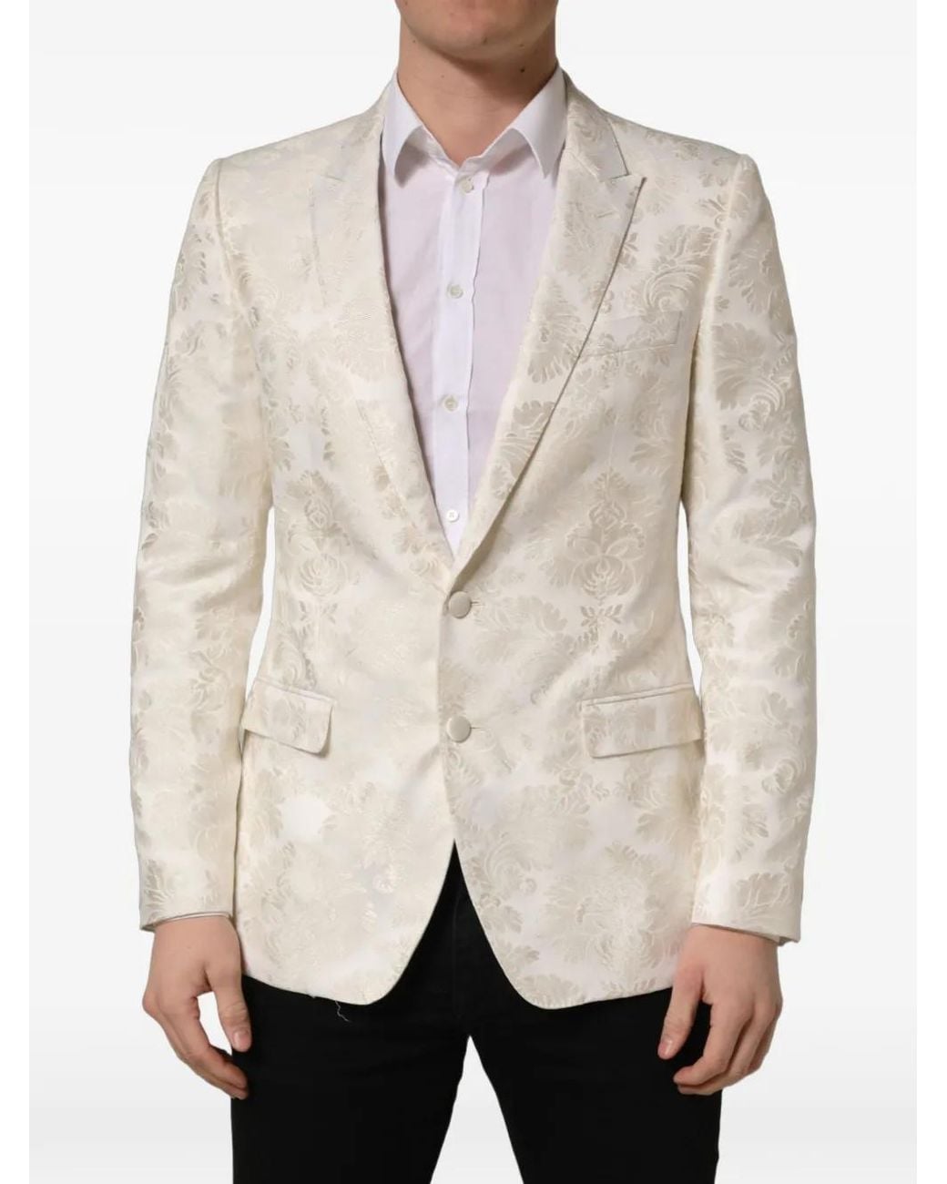Dolce & Gabbana Natural Floral-Jacquard Single-Breasted Jacket for men