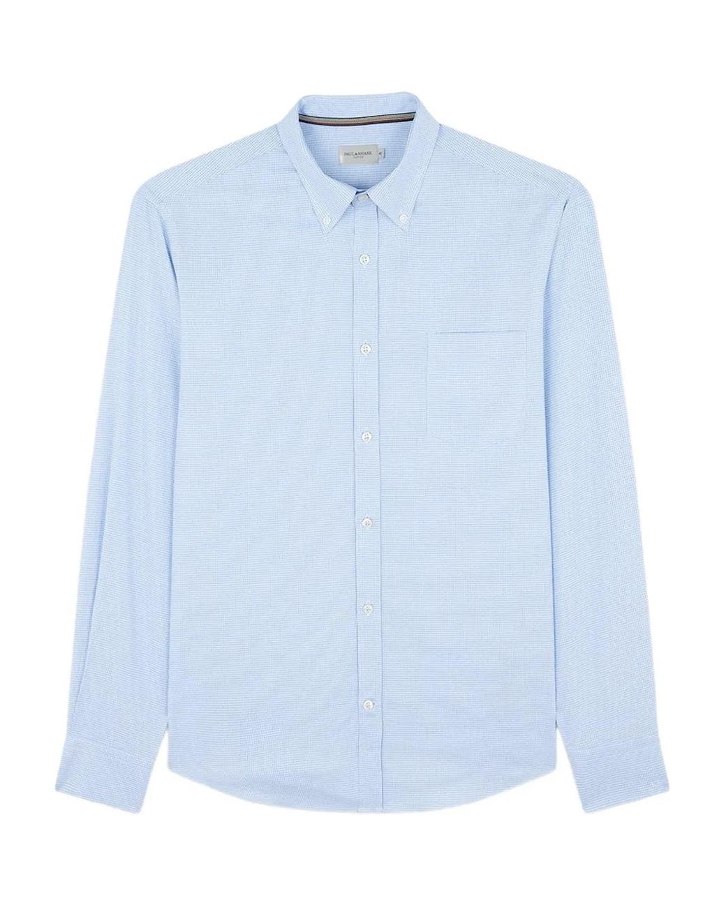 Paul & Shark Blue Houndstooth Cotton Shirt for men