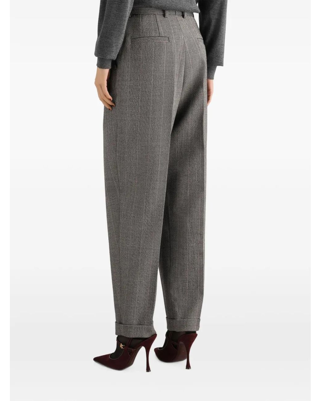 Dolce & Gabbana Gray Pinstripe Wool Trousers
