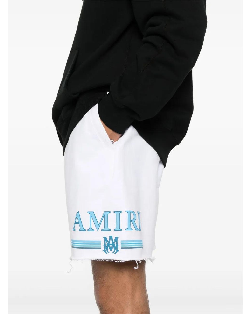 Amiri White Rubberised-Logo Cotton Shorts for men