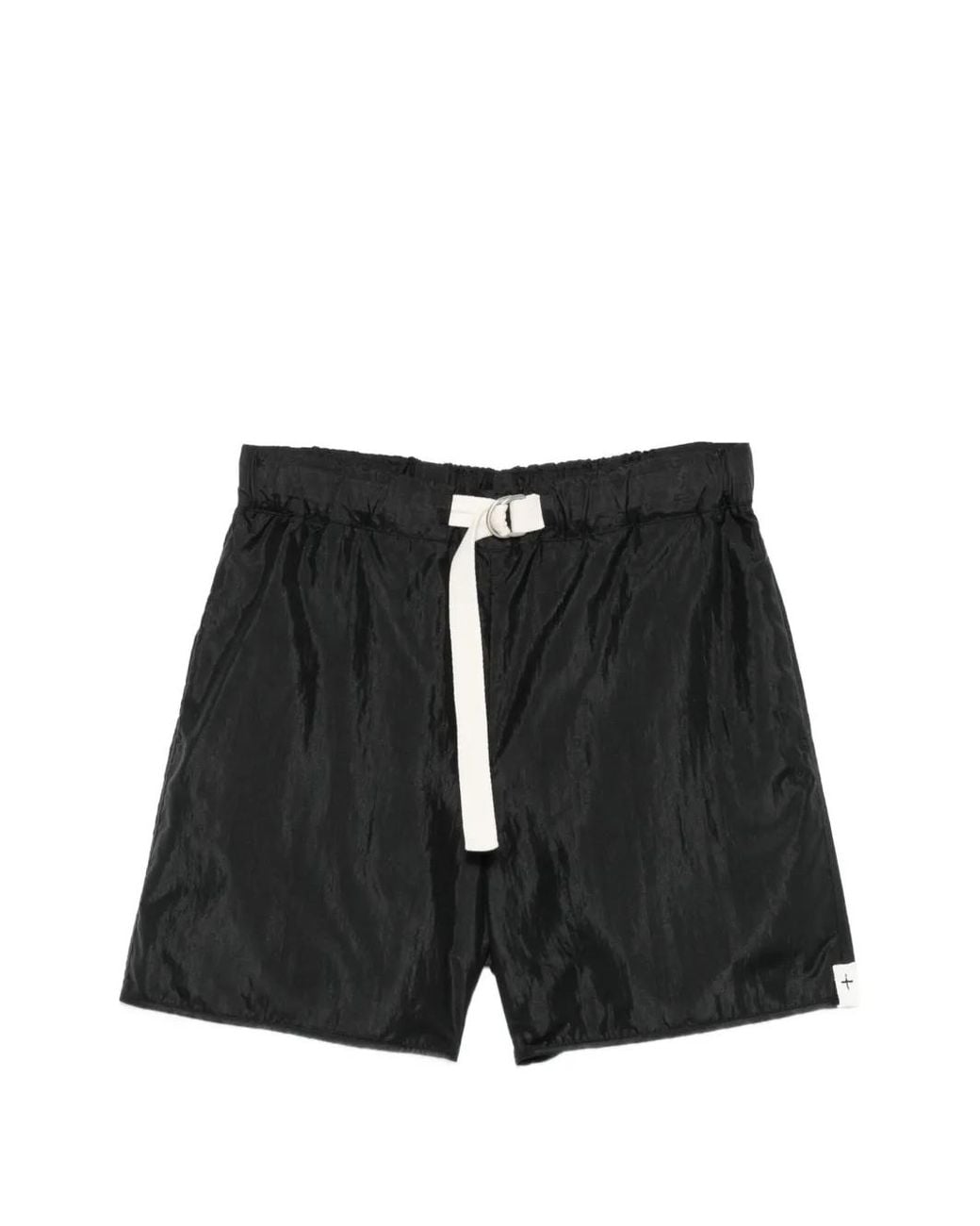 Jil Sander Black Belted Crinkled Shorts