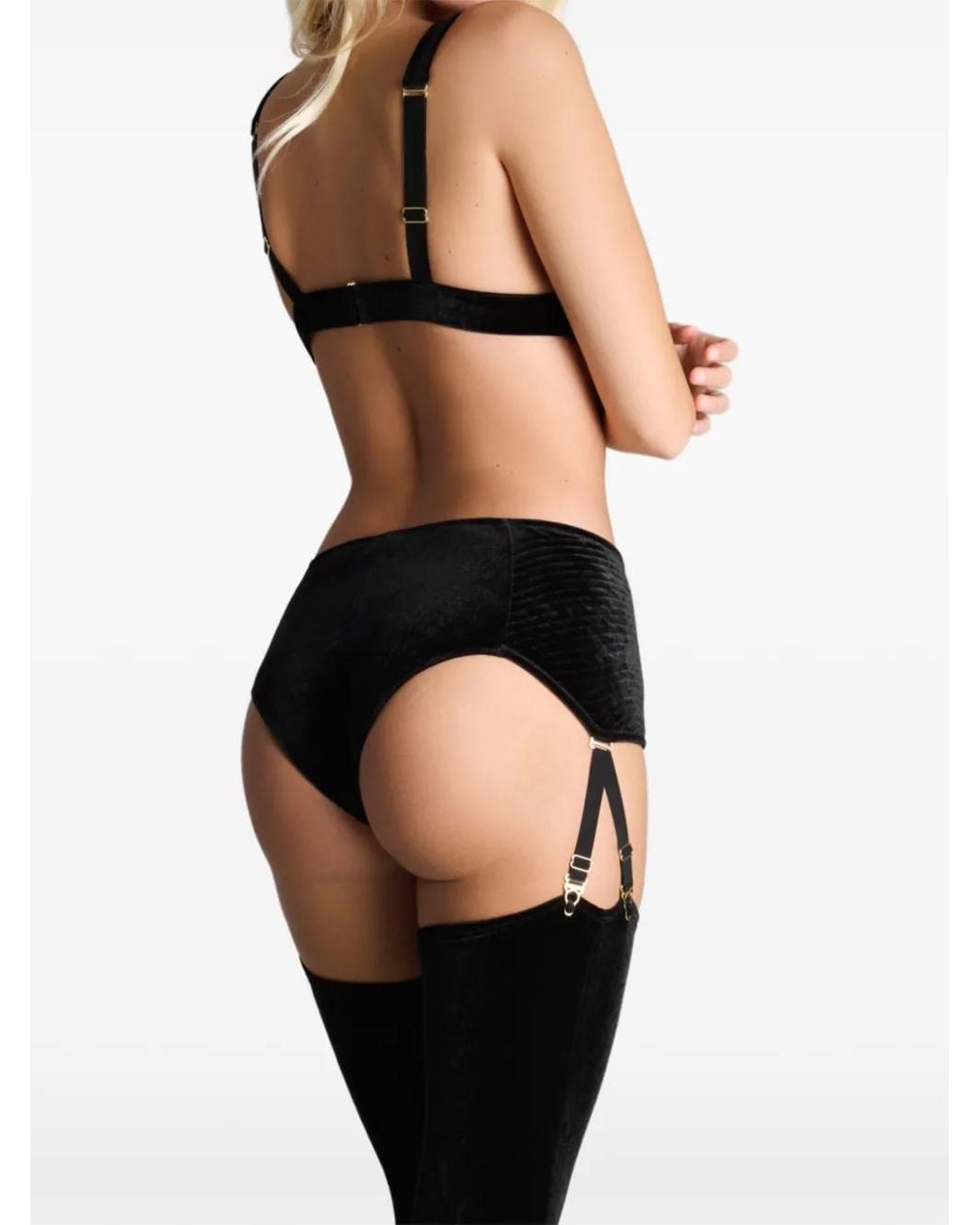 Maison Close Black X Scandale Rococo High Waisted Garter Belt Briefs