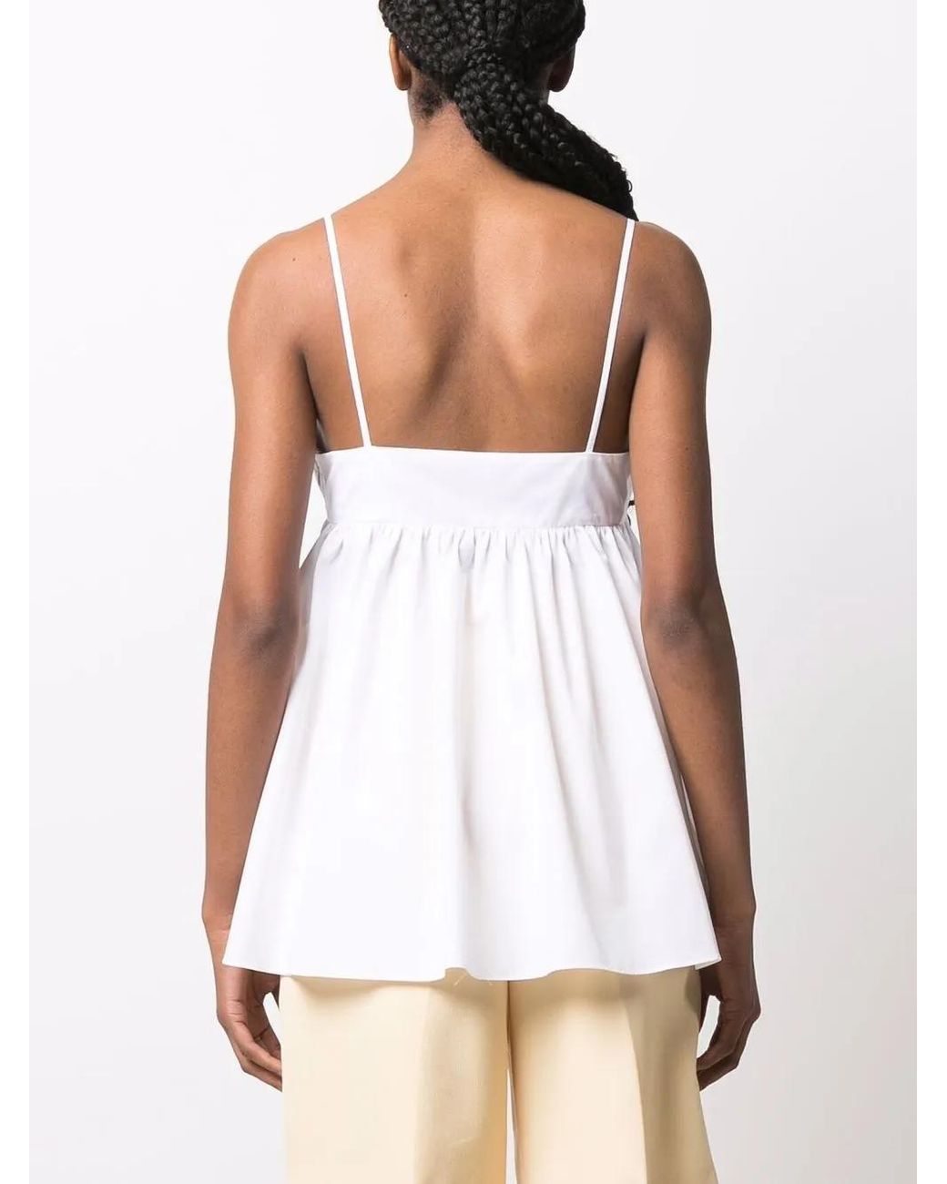 Aspesi White Spaghetti-Strap Peplum Top