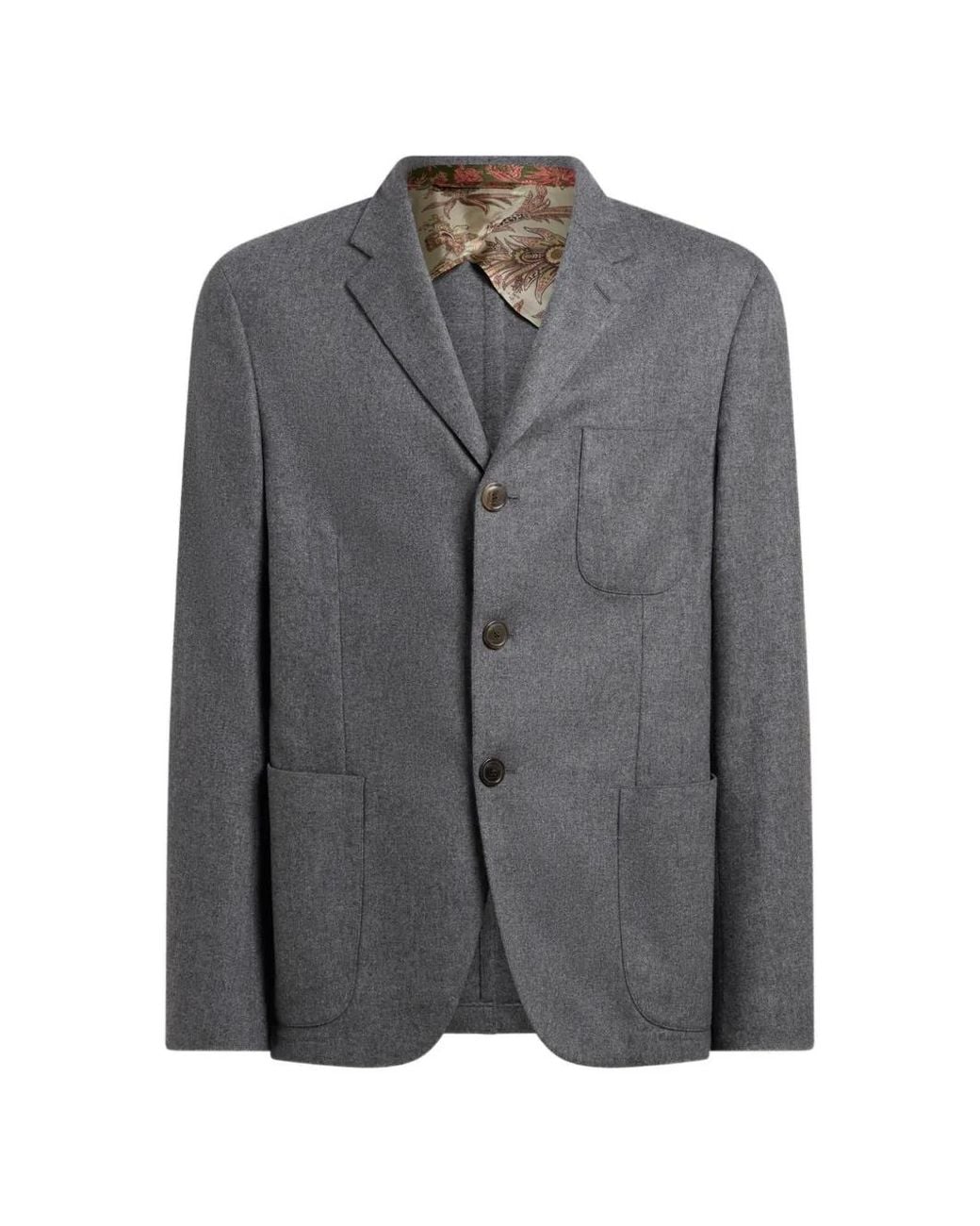 Etro Gray Single-Breasted Jacket for men