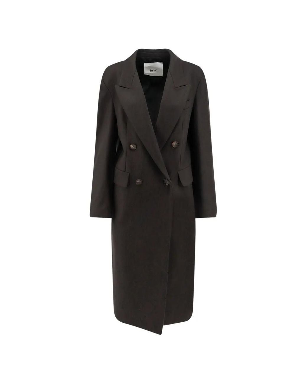 Hevò Black Martina Franca Double-Breasted Coat