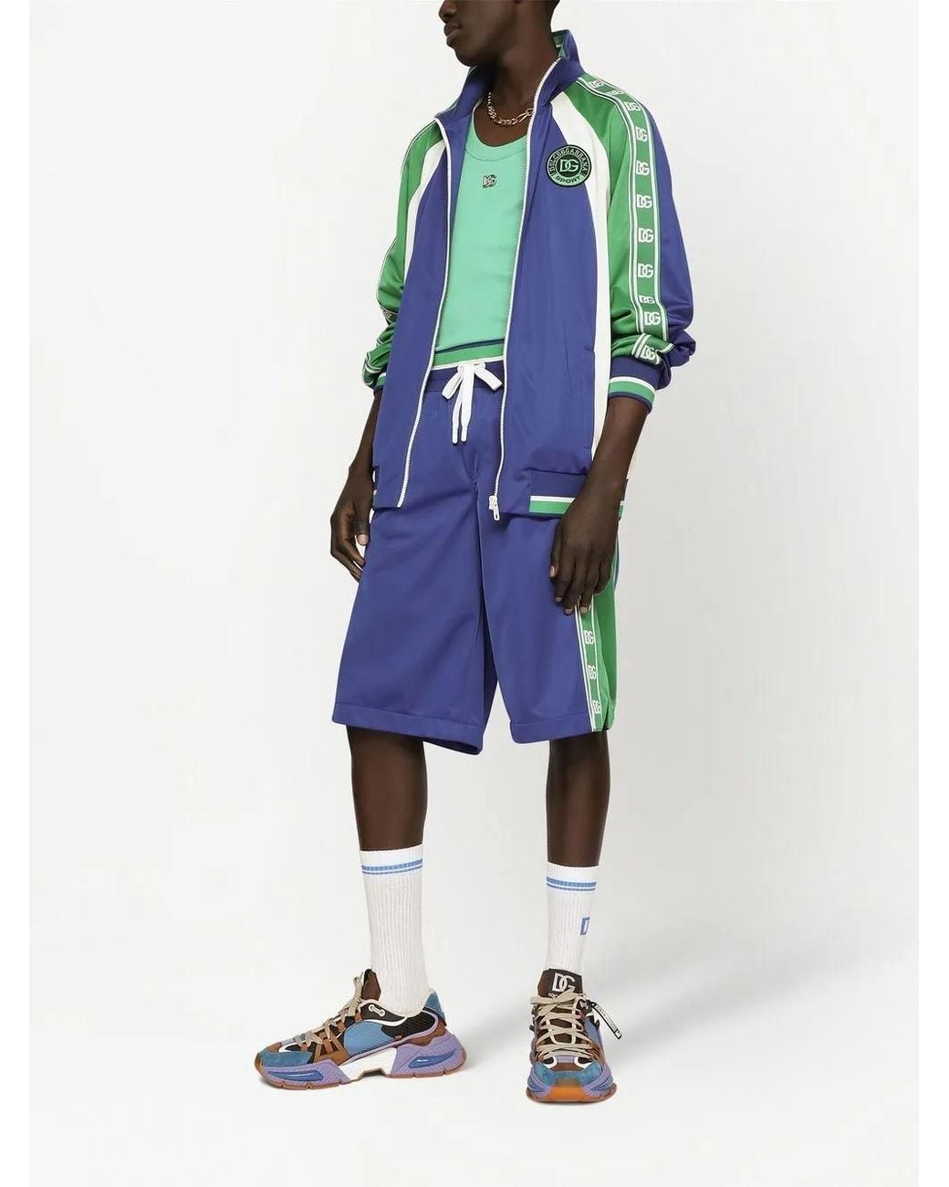 Dolce & Gabbana Blue Colour-Block Track Jacket for men