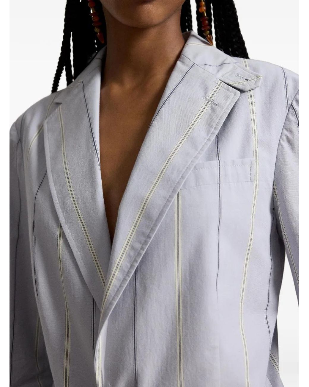 Polo Ralph Lauren Blue Striped Single-Breasted Blazer