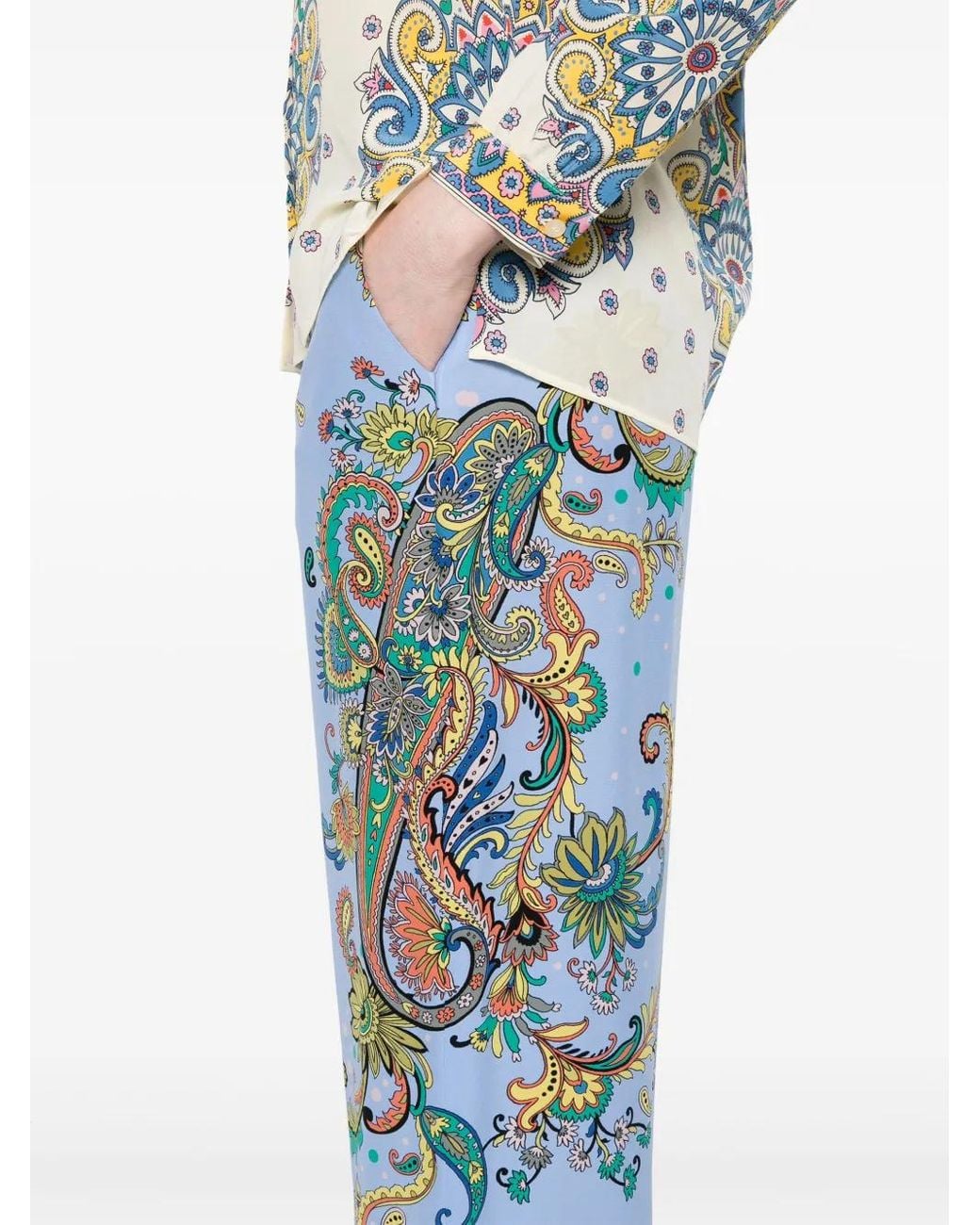 Etro Blue Silk Trousers