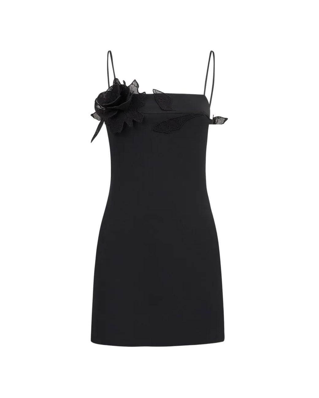 David Koma Black Robe Courte Lace Rose