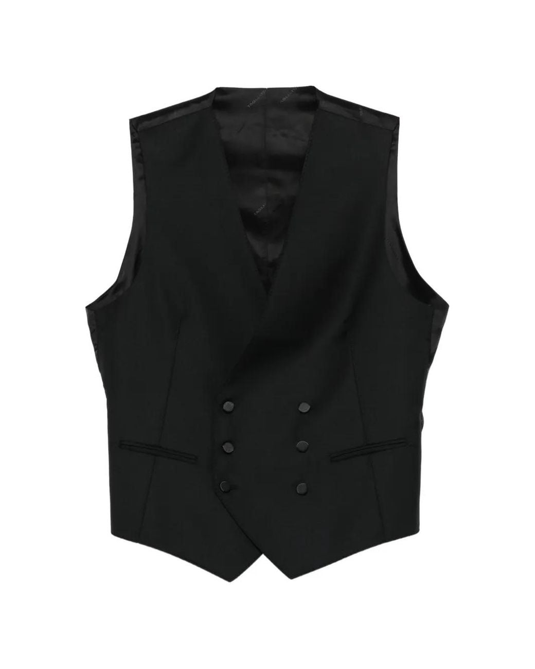 Tagliatore Black Button Waistcoat for men