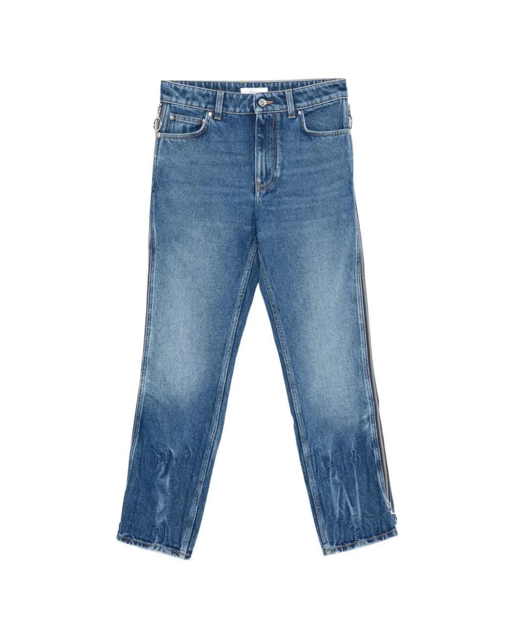 Rabanne Blue Zip-Detail Cropped Jeans