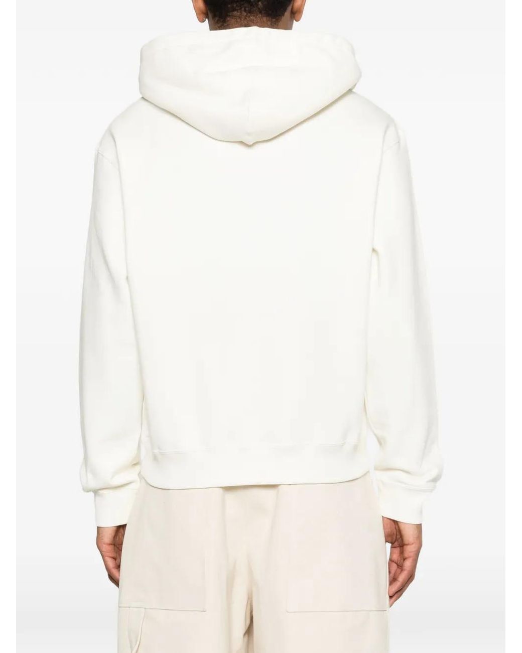 Jil Sander White Logo Print Hoodie for men