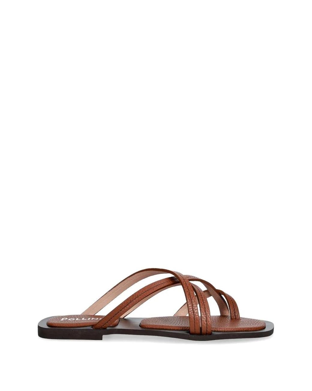 Pollini Brown Claquettes À Effet Grainé