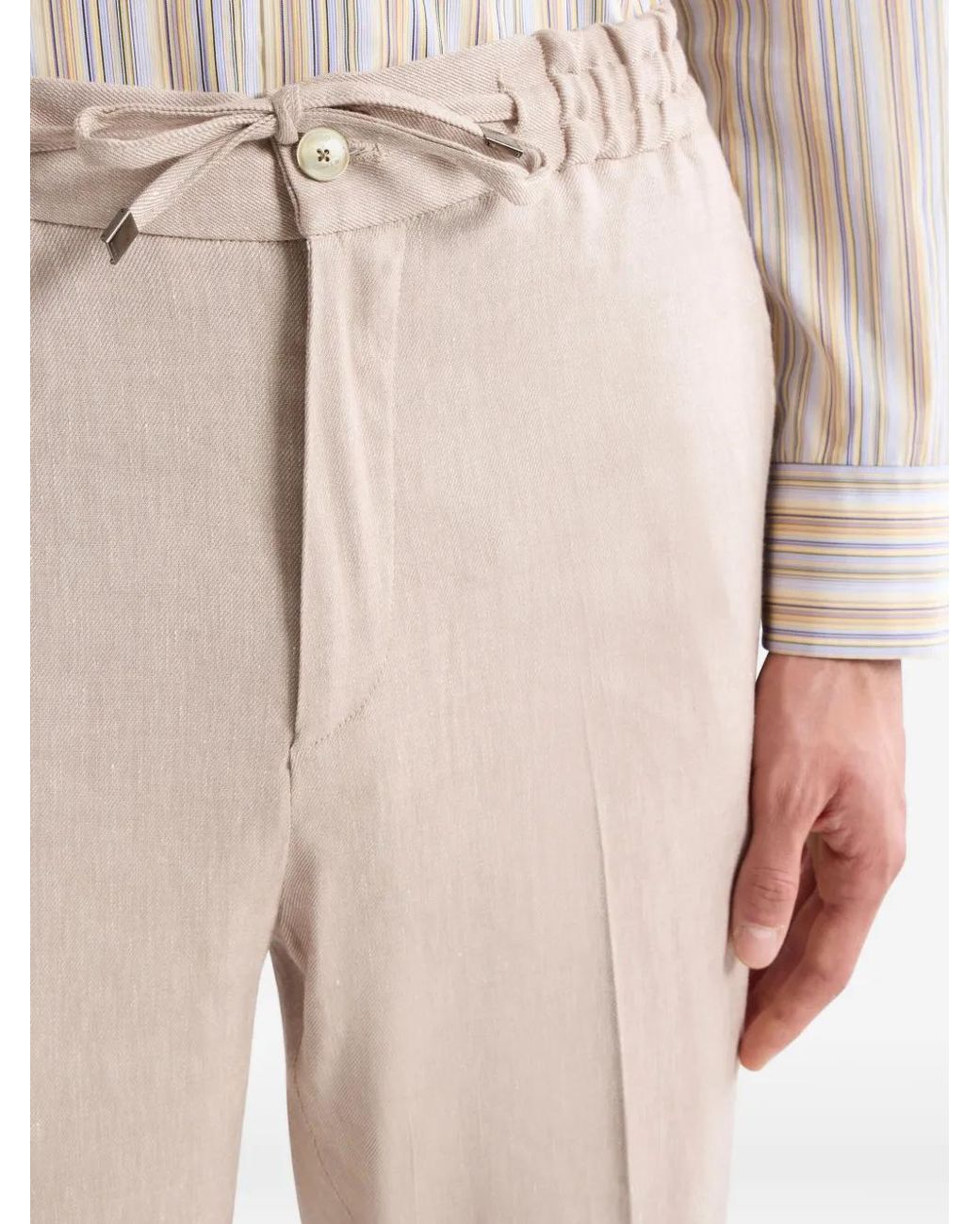 Etro Natural Slub Linen-Blend Twill Jogging Trousers for men