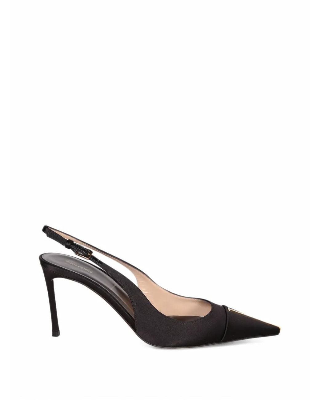 Tom Ford Black Satin And Crystal Thea Slingback Pumps