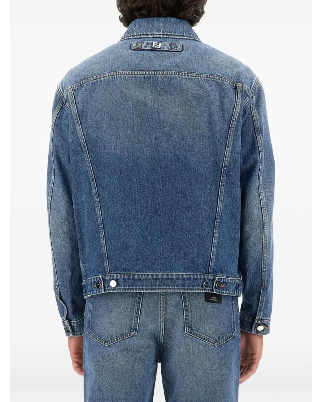 Fendi Blue Buttoned Denim Jacket for men