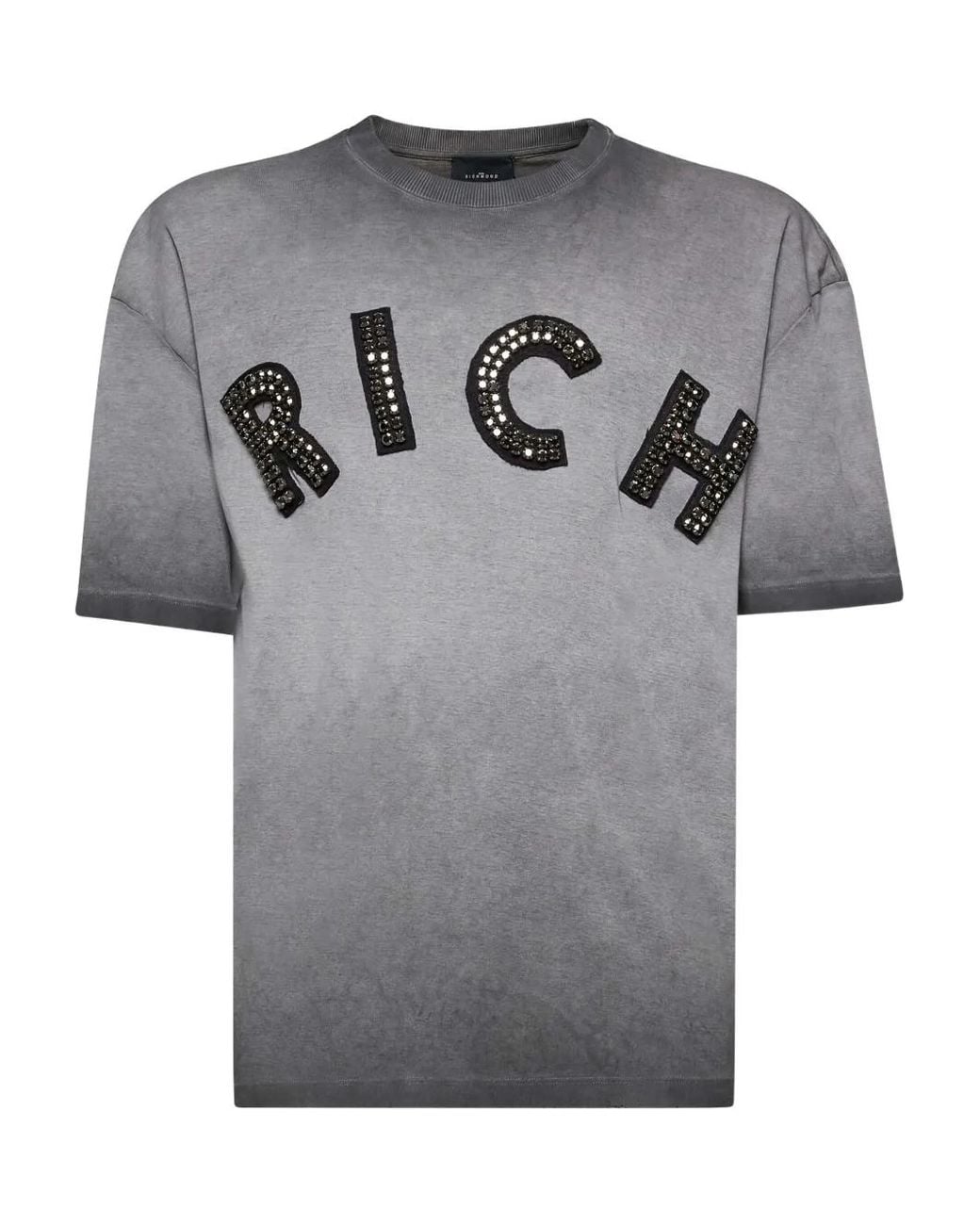 John Richmond Gray Embellished-Logo T-Shirt for men